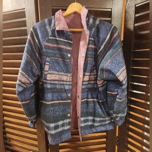Women's Plaid Ski Jacket - Blue and Pink